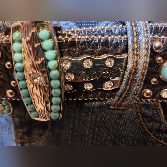 Womens Rhinestone Embellished Belt - Picture 2 of 12